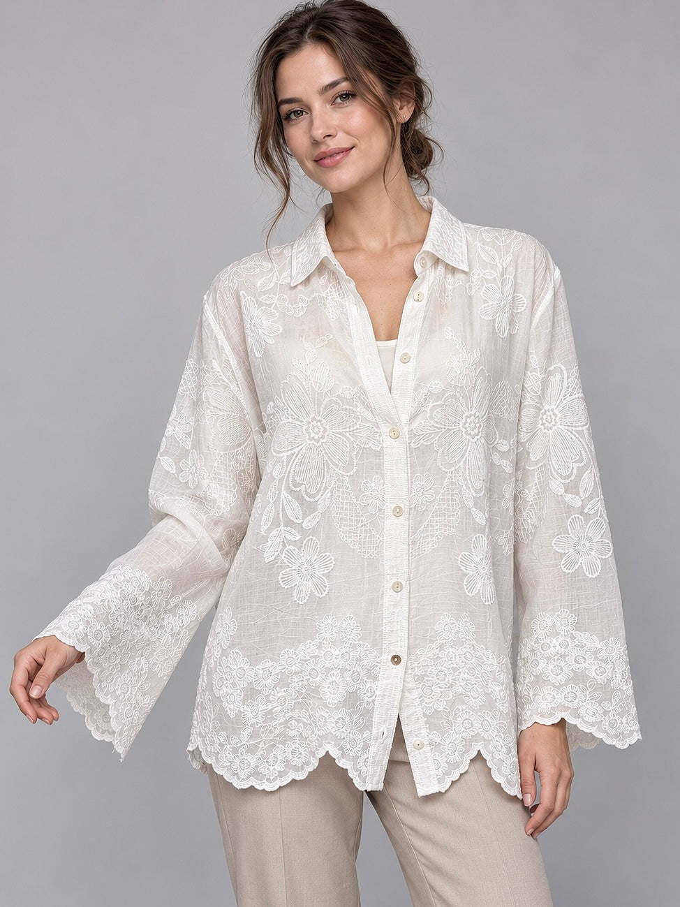 A479- Blusa con Bordado Floral