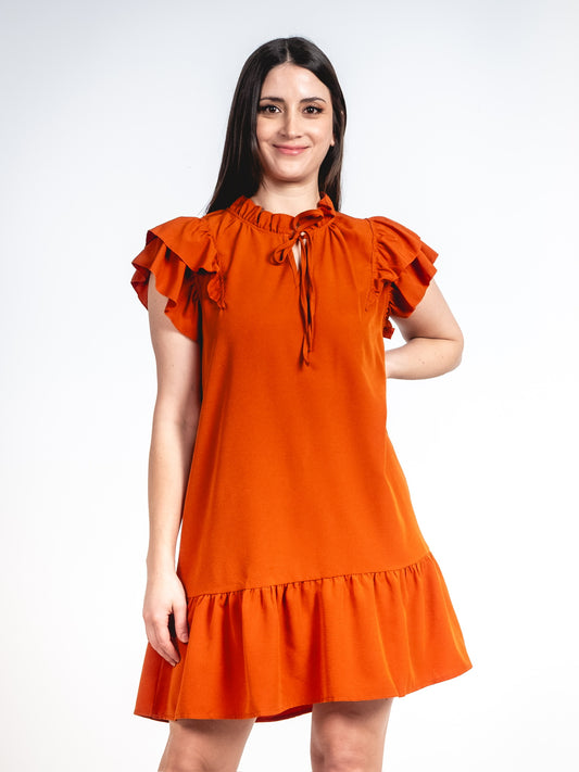 A334- Vestido corto con vuelos