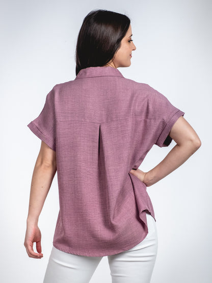 A99 - Blusa de Lino Manga Corta