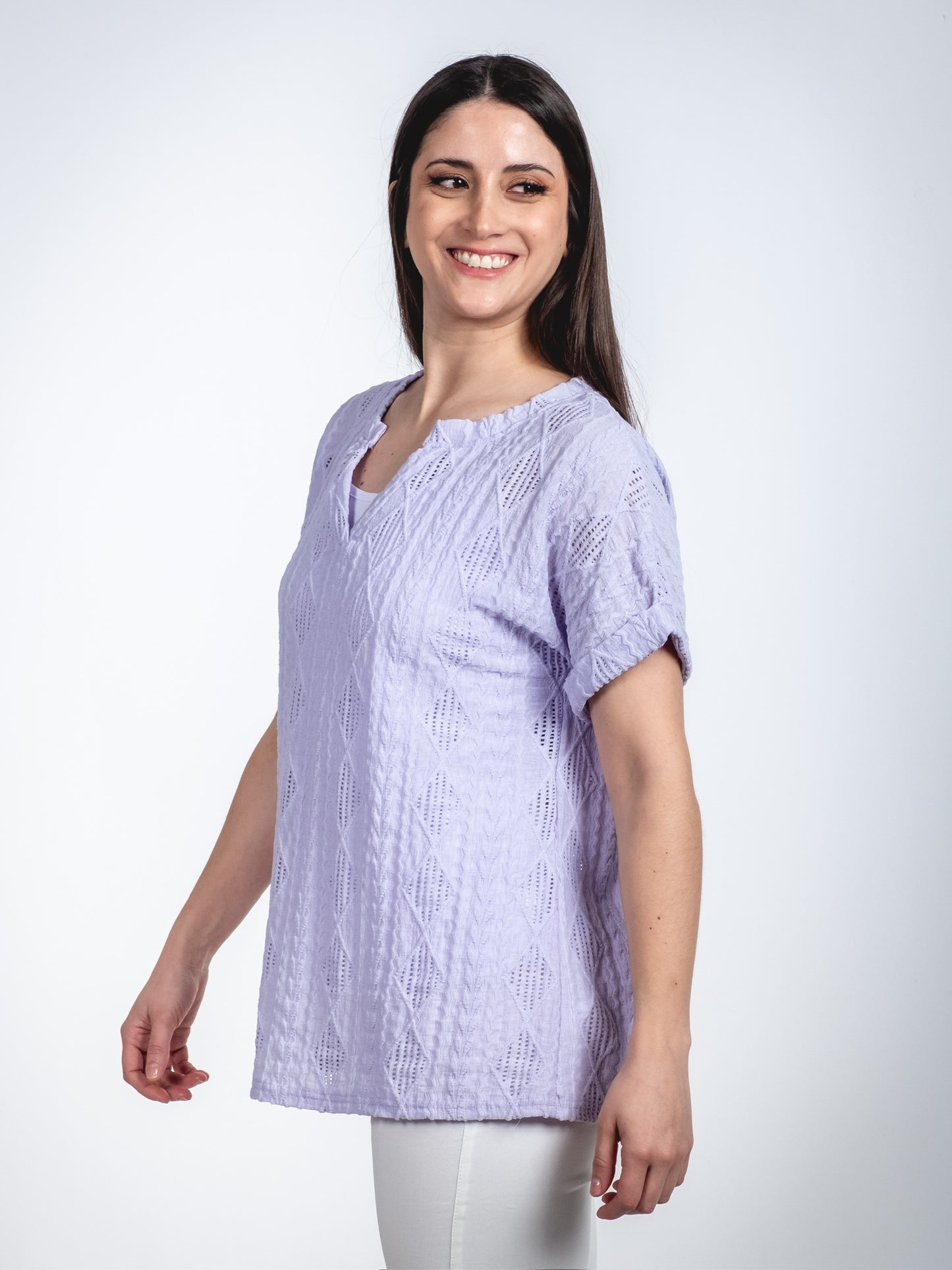 A253-  Polera Manga Corta Escote V