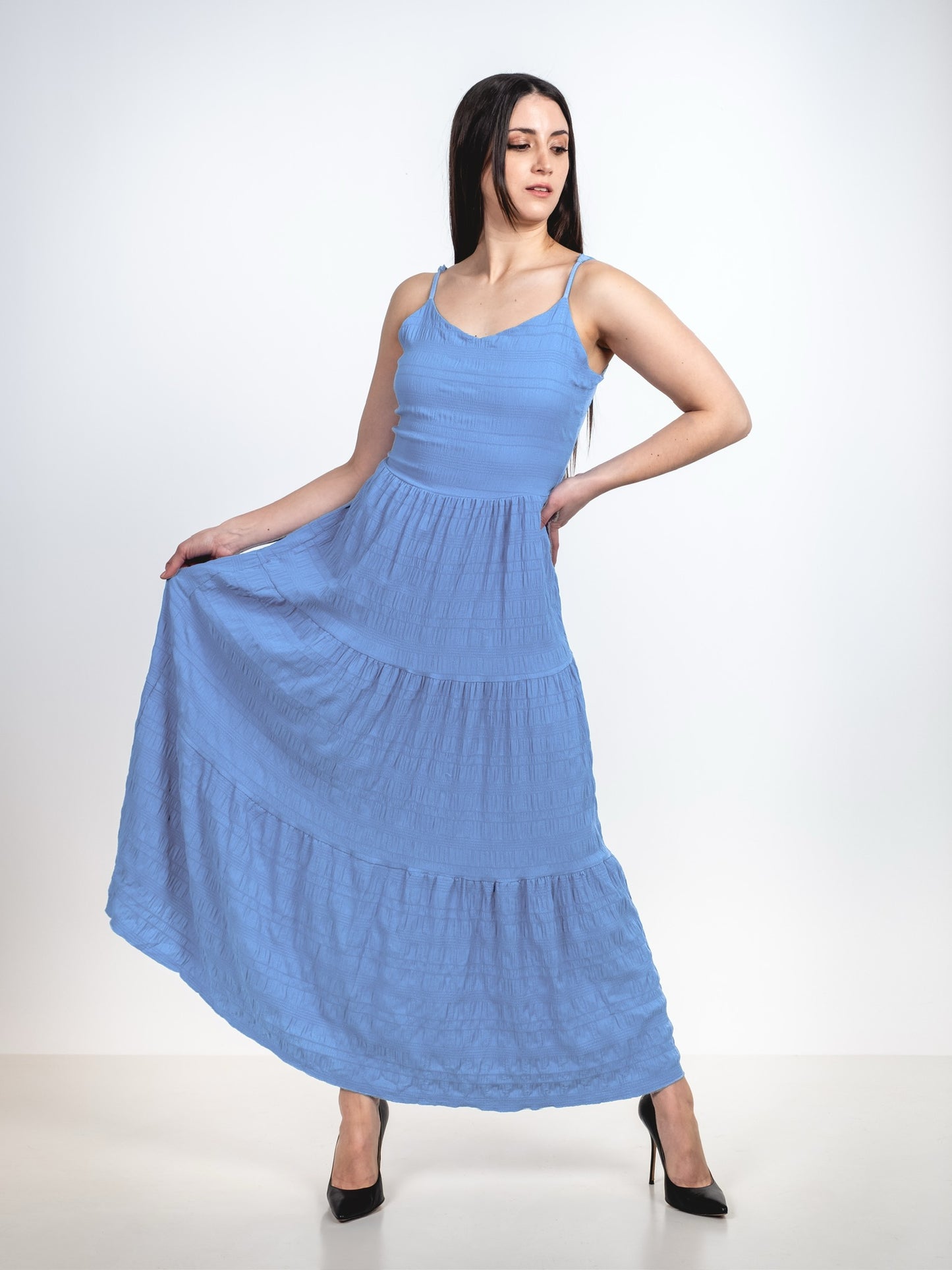 A238 - Vestido Texturizado Sin Espalda