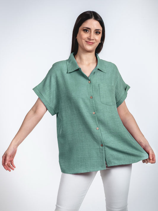 A99 - Blusa de Lino Manga Corta