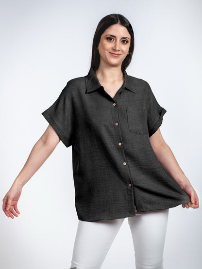 A99 - Blusa de Lino Manga Corta
