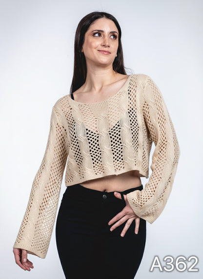 A362-  Chaleco de hilo crop top