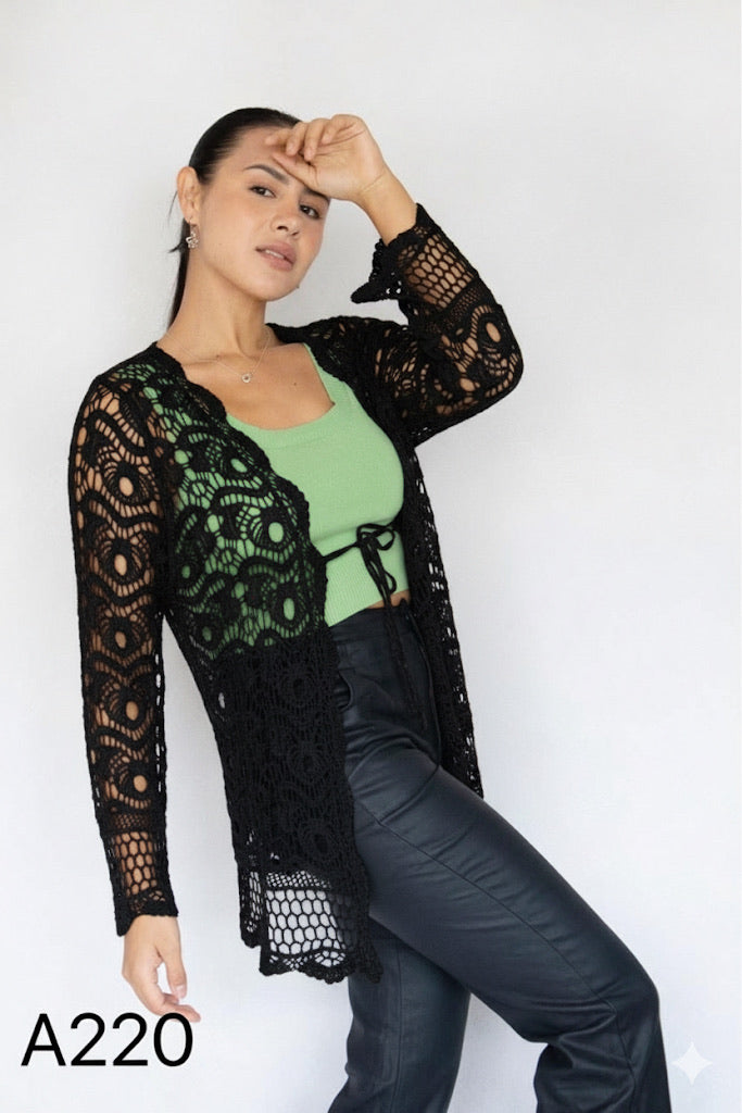 A220- Tapado de Crochet Medio Largo