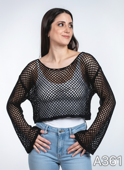A361-  Chaleco de hilo crop top