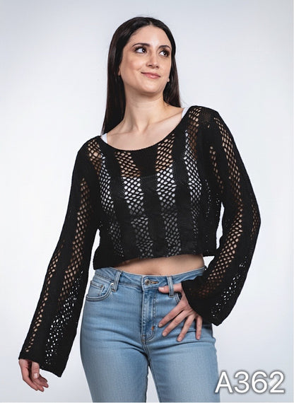 A362-  Chaleco de hilo crop top