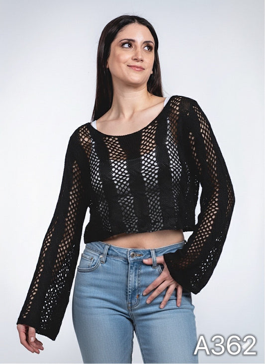 A362-  Chaleco de hilo crop top