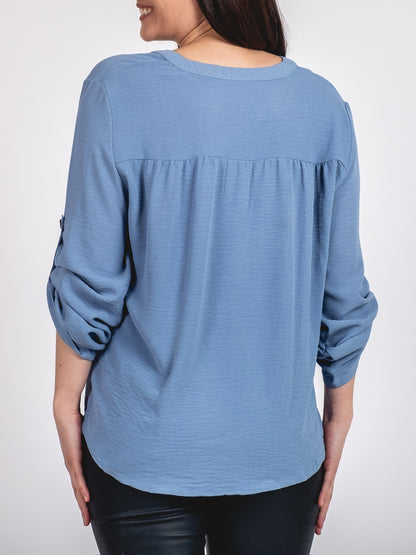 A327- Polera Manga Larga Ajustable 3/4 con Cuello Mao