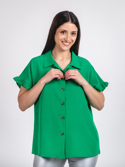 A208 - Blusa Manga Corta con Vuelo