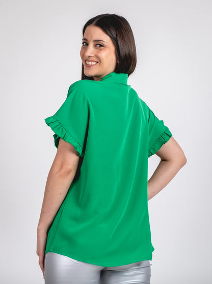 A208 - Blusa Manga Corta con Vuelo