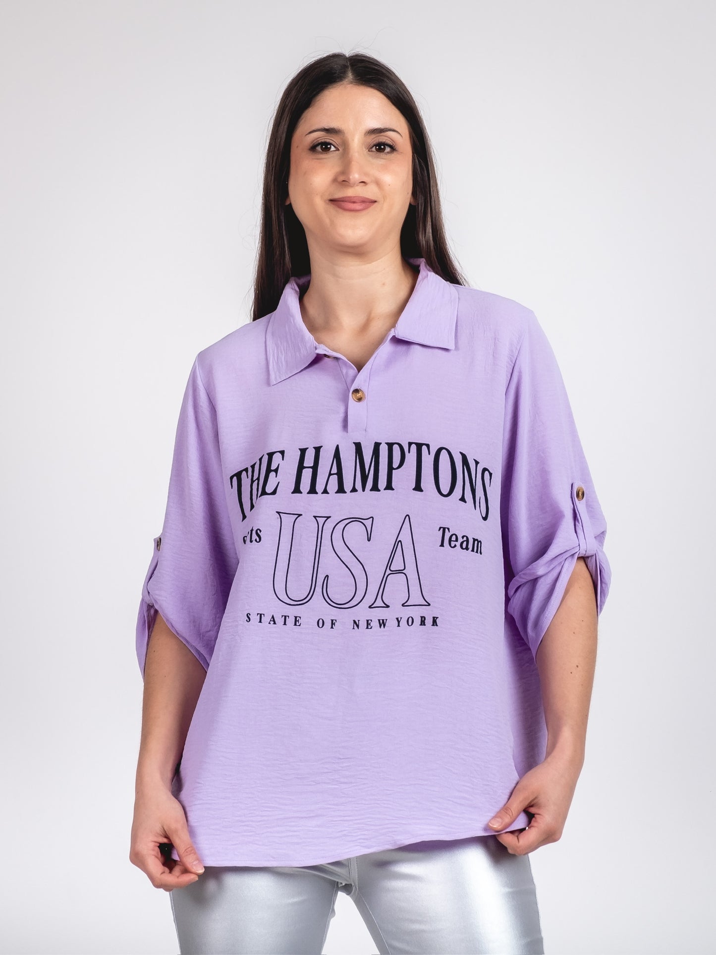 A212 - Blusa  Estampada Manga Ajustable