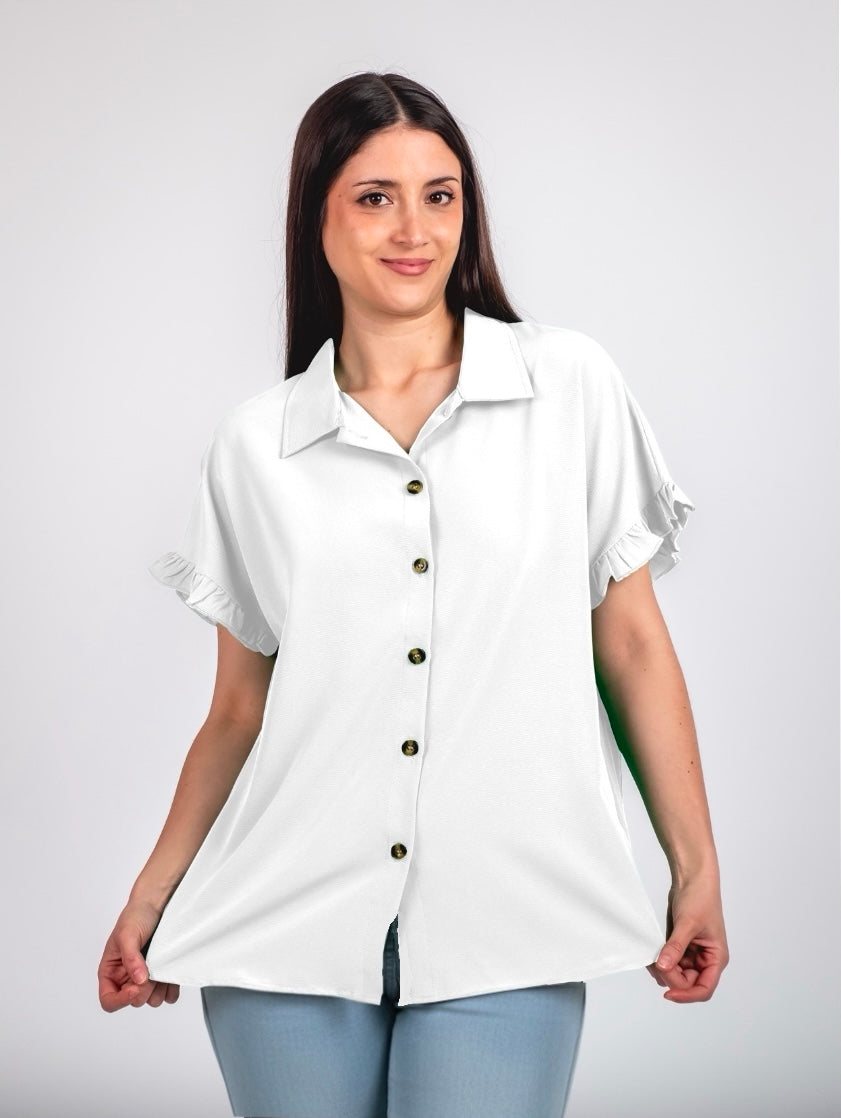 A208 - Blusa Manga Corta con Vuelo