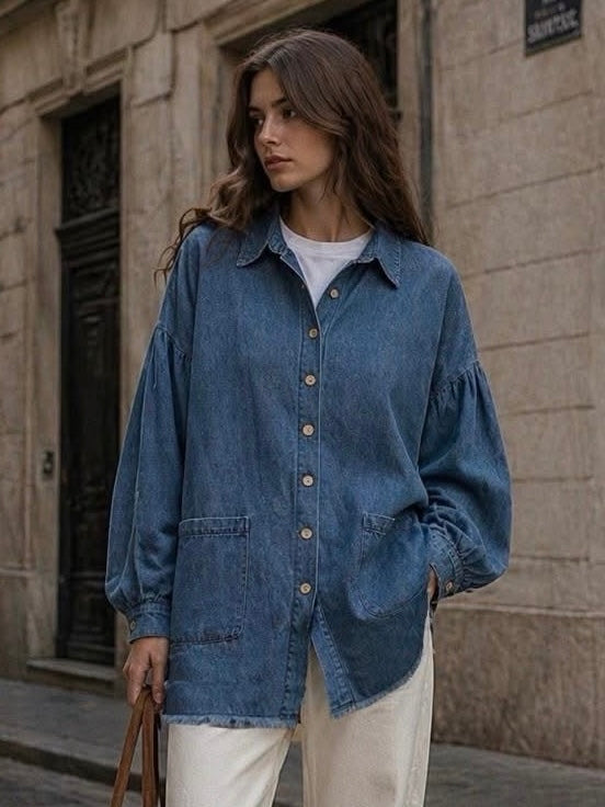 A194 - Blusa vestido mezclilla