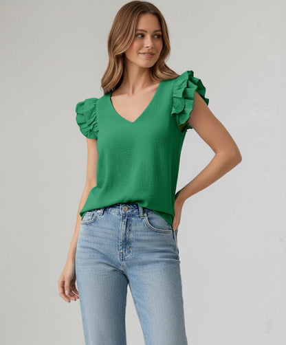 A206 - Polera Cuello V con Vuero