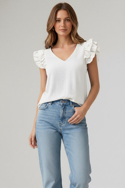 A206 - Polera Cuello V con Vuero