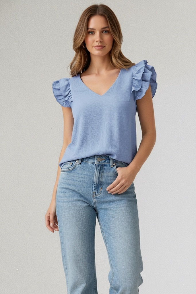 A206 - Polera Cuello V con Vuero