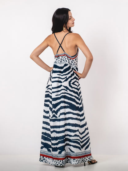 A396- Vestido Maxi Animal Print