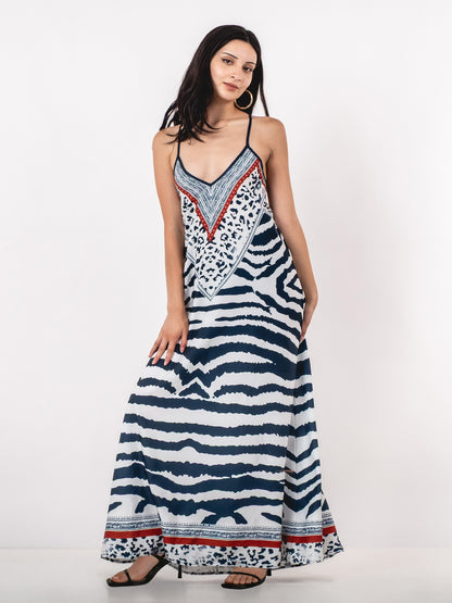 A396- Vestido Maxi Animal Print