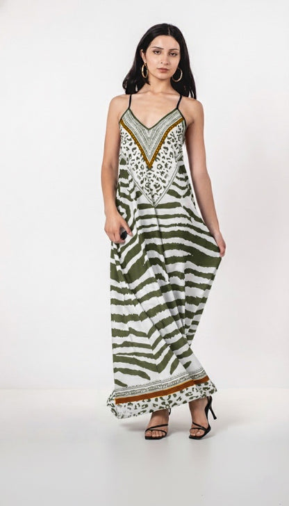 A396- Vestido Maxi Animal Print