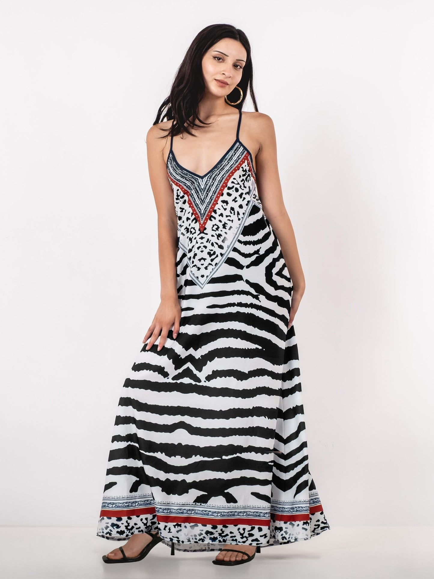 A396- Vestido Maxi Animal Print