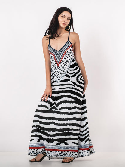 A396- Vestido Maxi Animal Print