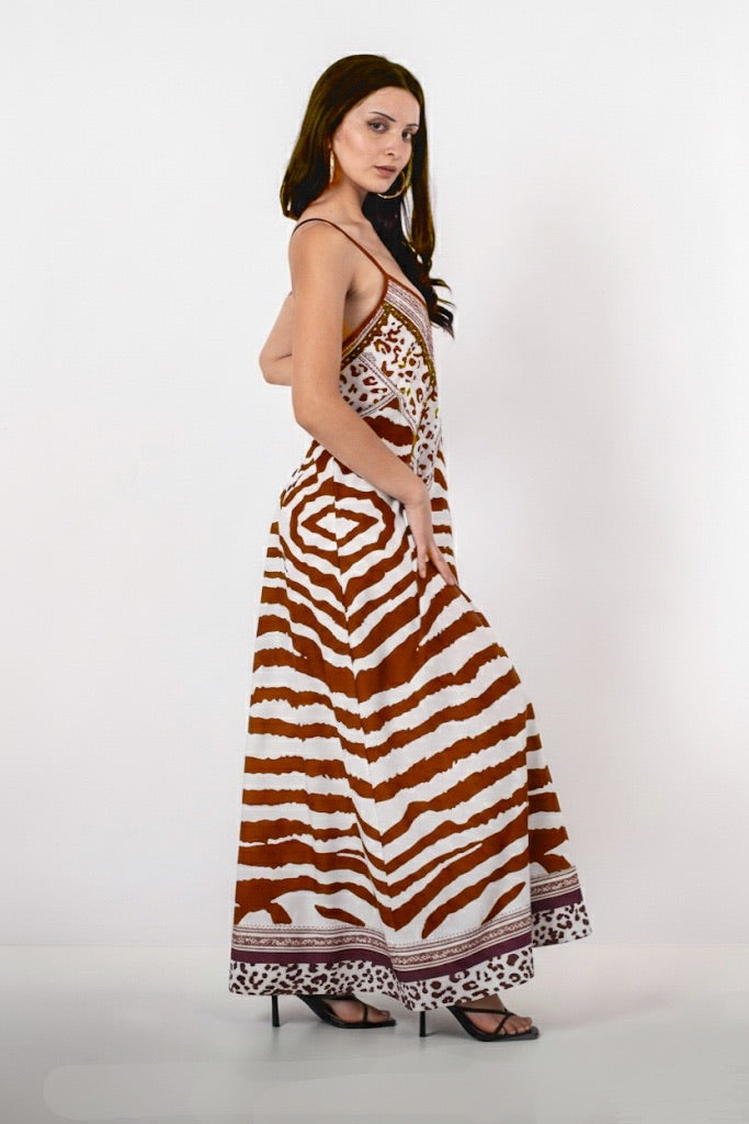 A396- Vestido Maxi Animal Print