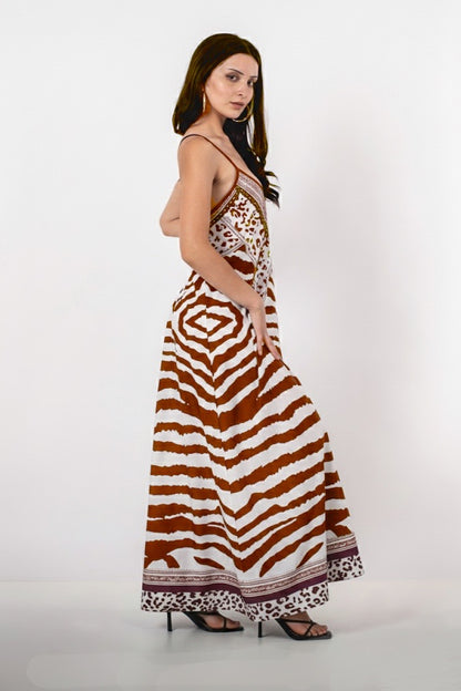 A396- Vestido Maxi Animal Print