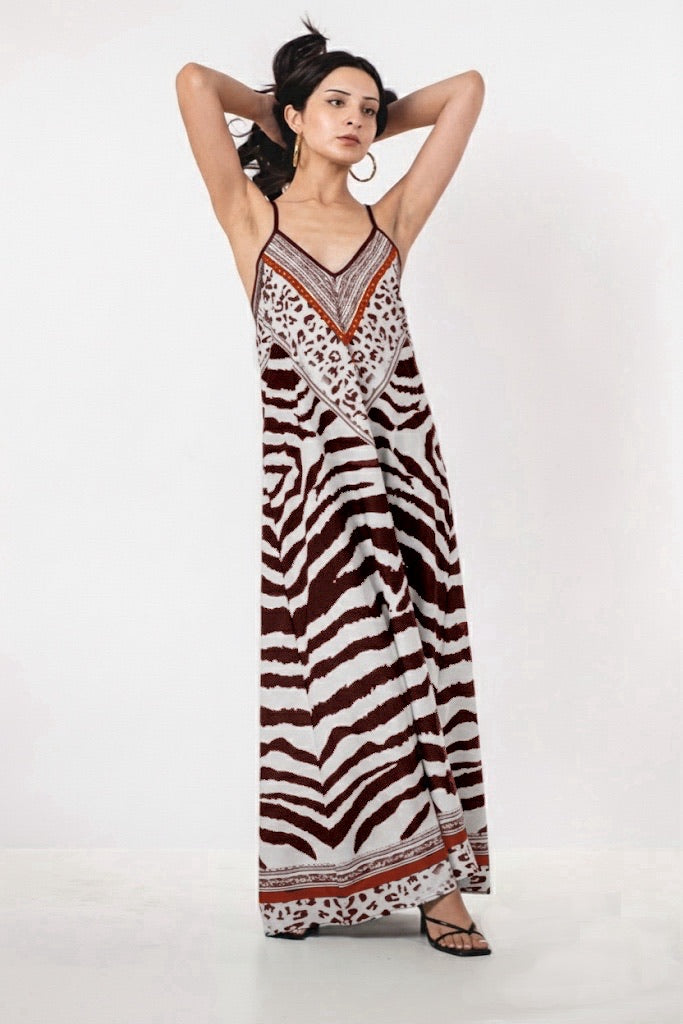 A396- Vestido Maxi Animal Print