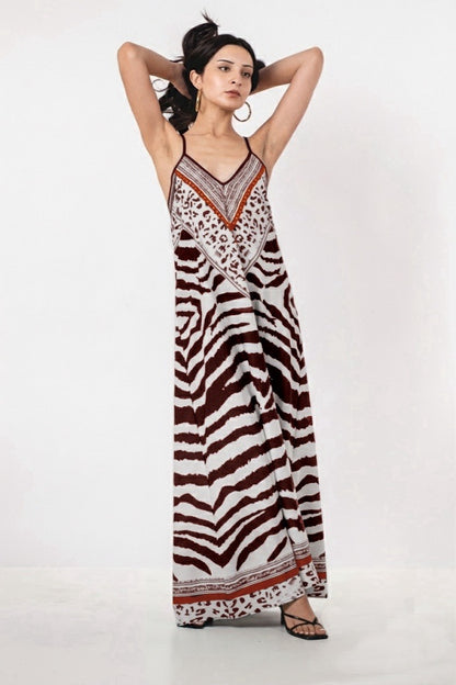 A396- Vestido Maxi Animal Print