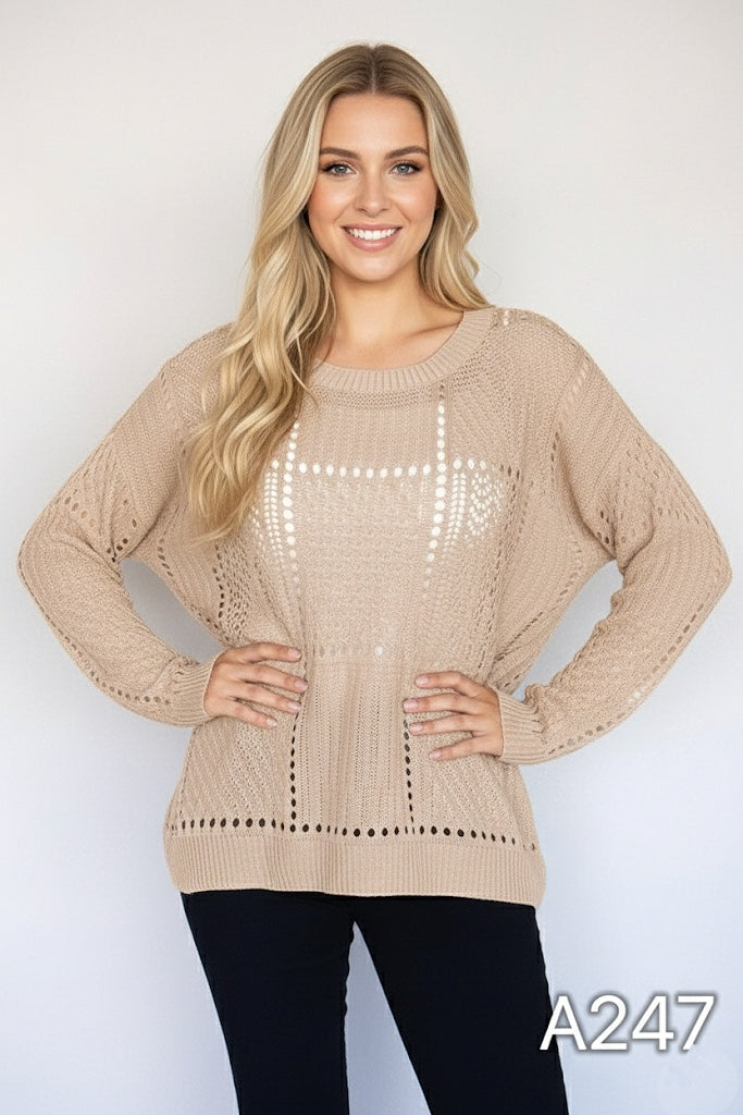 A247 - Sweater de Hilo con Cuello Redondo