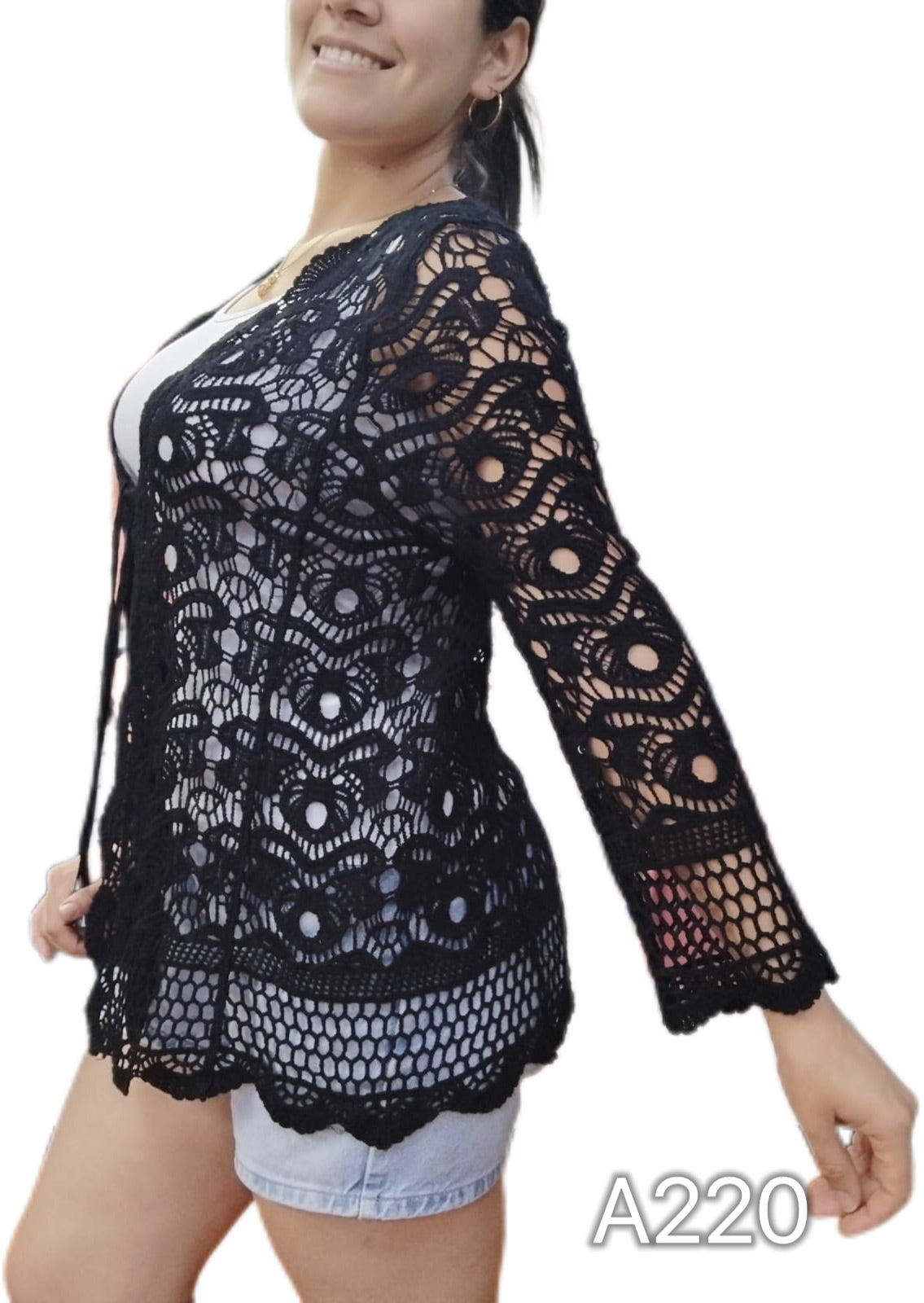 A220- Tapado de Crochet Medio Largo