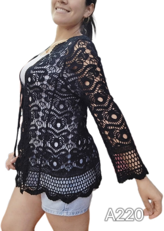 A220- Tapado de Crochet Medio Largo