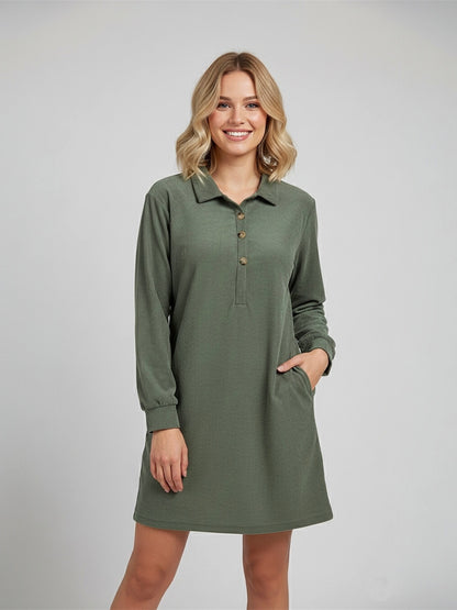 A414- Mini vestido tipo blusa de cotelé