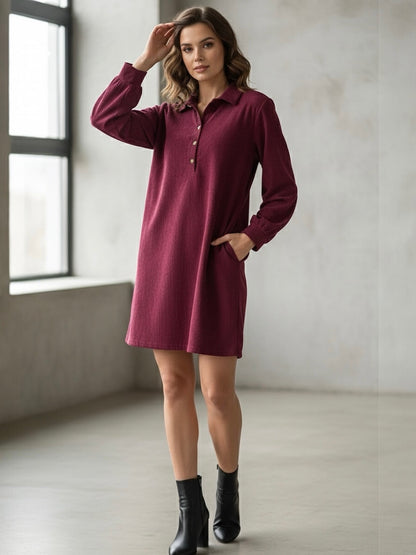 A414- Mini vestido tipo blusa de cotelé