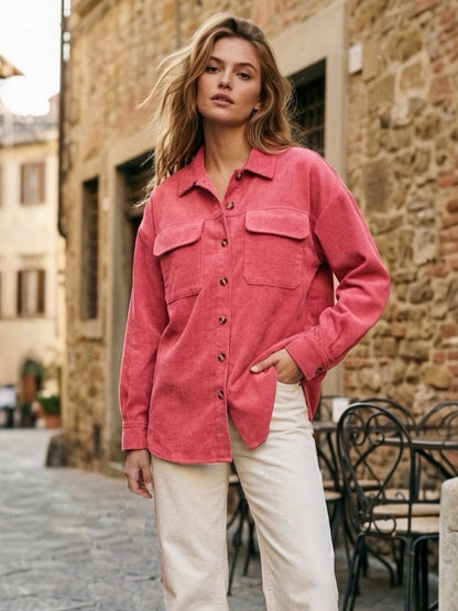 A60 - Camisa Cotelé Manga Larga Mujer