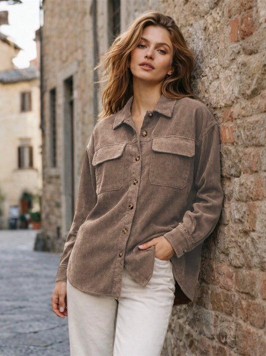 A60 - Camisa Cotelé Manga Larga Mujer