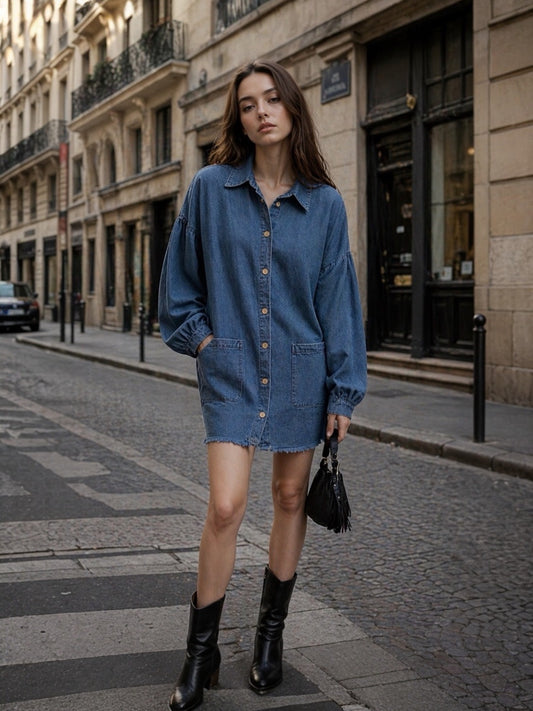 A194 - Blusa vestido mezclilla